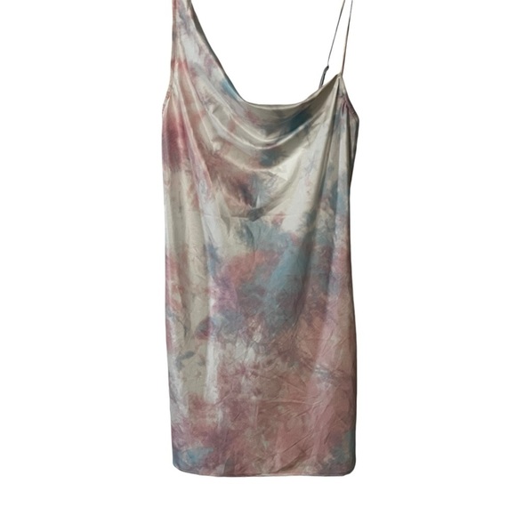 NWT Frankie’s Bikinis Cora Tie Dye Mini Satin Slip Dress Pastel Fairy Whimsical - Picture 4 of 16